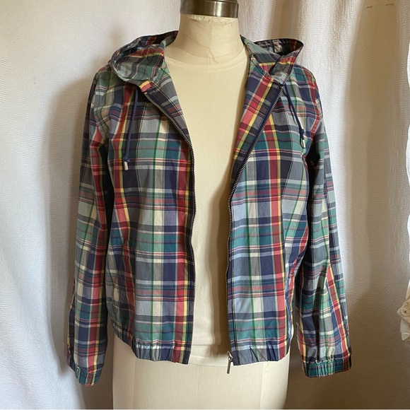 Ralph M madras plaid cotton hooded jacket. - Picture 1 of 11